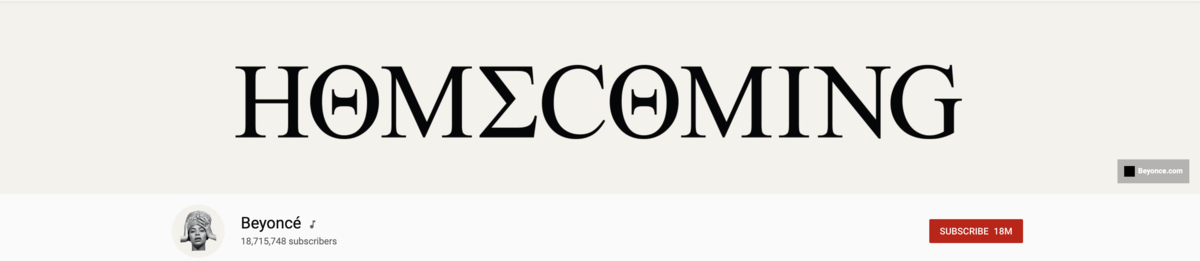 YouTube Channel Art Beyonce Homecoming Example