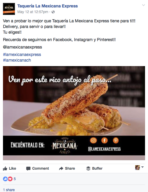 La Mexicana Express Facebook post